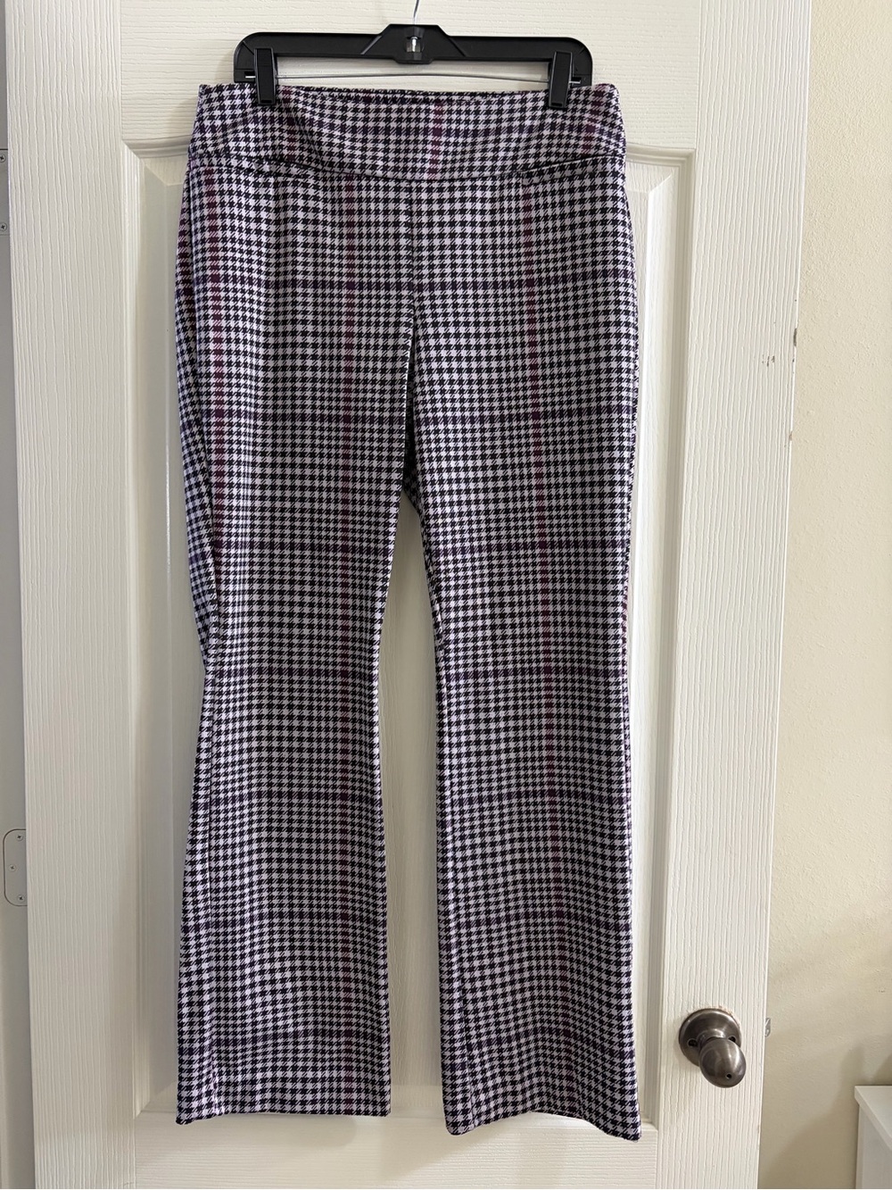 New York & Company Ponte Pants Plaid Houndstooth Pull On Career Work Pants